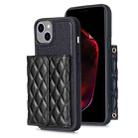 For iPhone 15 Horizontal Wallet Rhombic Leather Phone Case(Black) - 1