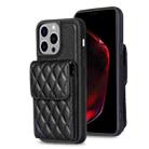 For iPhone 15 Pro Vertical Wallet Rhombic Leather Phone Case(Black) - 1