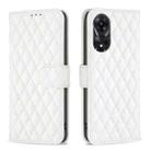 For OPPO A78 5G Diamond Lattice Wallet Flip Leather Phone Case(White) - 1