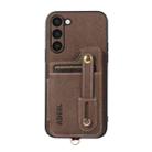 For Samsung Galaxy S23 5G ABEEL Litchi Texture Card Bag PU Phone Case(Khaki) - 1