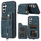 For Samsung Galaxy S23 FE 5G ABEEL Litchi Texture Card Bag PU Phone Case(Blue) - 1