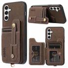 For Samsung Galaxy S23 FE 5G ABEEL Litchi Texture Card Bag PU Phone Case(Khaki) - 1