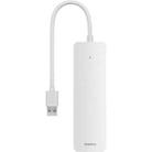 Baseus Ultra Joy Series 4 in 1 USB to USB3.0x4 HUB Adapter, Cable Length:15cm(White) - 1