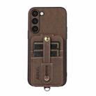 For Samsung Galaxy S23 5G ABEEL Litchi Texture Card Bag PU Phone Case(Khaki) - 1