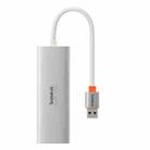 Baseus Portal Joy Series 4 in 1 USB3.0x3+RJ45x1 HUB Adapter, Interface:USB(Silver) - 1