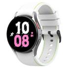 For Samsung Galaxy Watch 6 / 6 Classic Leather Black Buckle Silicone Watch Band, Size:L Size(White) - 1