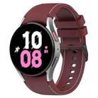 For Samsung Galaxy Watch 6 / 6 Classic Leather Black Buckle Silicone Watch Band, Size:L Size(Wine Red) - 1