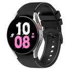 For Samsung Galaxy Watch 6 / 6 Classic Leather Black Buckle Silicone Watch Band, Size:S Size(Black+White) - 1