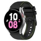 For Samsung Galaxy Watch 6 / 6 Classic Leather Black Buckle Silicone Watch Band, Size:S Size(Black+Green) - 1