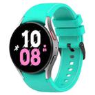 For Samsung Galaxy Watch 6 / 6 Classic Leather Black Buckle Silicone Watch Band, Size:S Size(Teal) - 1