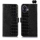 For Nothing Phone 2 Crocodile Top Layer Cowhide Leather Phone Case(Black) - 1