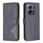 For vivo Y78 5G Magnetic Buckle Rhombus Texture Leather Phone Case(Black) - 1