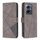 For vivo Y78 5G Magnetic Buckle Rhombus Texture Leather Phone Case(Grey) - 1
