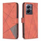 For vivo Y78 5G Magnetic Buckle Rhombus Texture Leather Phone Case(Brown) - 1