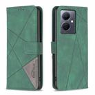 For vivo Y78 5G Magnetic Buckle Rhombus Texture Leather Phone Case(Green) - 1