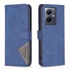 For vivo Y78 5G Magnetic Buckle Rhombus Texture Leather Phone Case(Blue) - 1