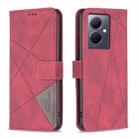 For vivo Y78 5G Magnetic Buckle Rhombus Texture Leather Phone Case(Red) - 1