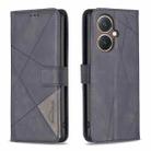 For vivo Y27 4G Magnetic Buckle Rhombus Texture Leather Phone Case(Black) - 1