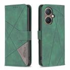 For vivo Y27 4G Magnetic Buckle Rhombus Texture Leather Phone Case(Green) - 1