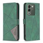 For vivo Y200 5G Magnetic Buckle Rhombus Texture Leather Phone Case(Green) - 1
