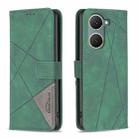 For vivo Y03 4G Global Magnetic Buckle Rhombus Texture Leather Phone Case(Green) - 1