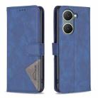 For vivo Y03 4G Global Magnetic Buckle Rhombus Texture Leather Phone Case(Blue) - 1