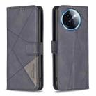 For vivo Y200i 5G / Y38 5G Magnetic Buckle Rhombus Texture Leather Phone Case(Black) - 1