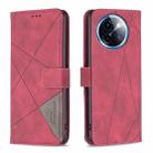 For vivo Y200i 5G / Y38 5G Magnetic Buckle Rhombus Texture Leather Phone Case(Red) - 1