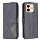 For vivo Y28 4G Magnetic Buckle Rhombus Texture Leather Phone Case(Black) - 1