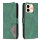 For vivo Y28 4G Magnetic Buckle Rhombus Texture Leather Phone Case(Green) - 1