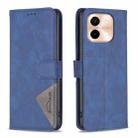 For vivo Y28 4G Magnetic Buckle Rhombus Texture Leather Phone Case(Blue) - 1