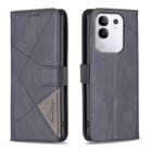 For vivo Y29 4G Magnetic Buckle Rhombus Texture Leather Phone Case(Black) - 1