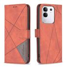 For vivo Y29 4G Magnetic Buckle Rhombus Texture Leather Phone Case(Brown) - 1