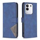 For vivo Y29 4G Magnetic Buckle Rhombus Texture Leather Phone Case(Blue) - 1