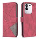 For vivo Y29 4G Magnetic Buckle Rhombus Texture Leather Phone Case(Red) - 1
