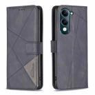 For vivo Y29S 5G Global / Y04 5G Global Magnetic Buckle Rhombus Texture Leather Phone Case(Black) - 1