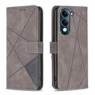 For vivo Y29S 5G Global / Y04 5G Global Magnetic Buckle Rhombus Texture Leather Phone Case(Grey) - 1