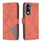 For vivo Y29S 5G Global / Y04 5G Global Magnetic Buckle Rhombus Texture Leather Phone Case(Brown) - 1