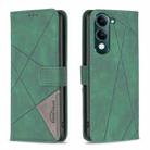For vivo Y29S 5G Global / Y04 5G Global Magnetic Buckle Rhombus Texture Leather Phone Case(Green) - 1