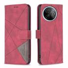 For vivo Y39 5G Magnetic Buckle Rhombus Texture Leather Phone Case(Red) - 1