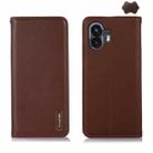 For Nothing Phone 2 KHAZNEH Nappa Top Layer Cowhide Leather Phone Case(Brown) - 1