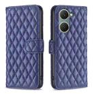 For vivo Y03 4G Global Diamond Lattice Wallet Flip Leather Phone Case(Blue) - 1