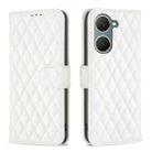 For vivo Y03 4G Global Diamond Lattice Wallet Flip Leather Phone Case(White) - 1
