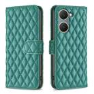 For vivo Y03 4G Global Diamond Lattice Wallet Flip Leather Phone Case(Green) - 1
