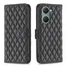 For vivo Y03 4G Global Diamond Lattice Wallet Flip Leather Phone Case(Black) - 1