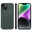 For iPhone 15 Plus Denior PU Single Card Slot Holder Phone Case(Green) - 1