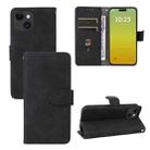 For iPhone 15 Plus Skin Feel Magnetic Flip Leather Phone Case(Black) - 1