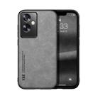 For OPPO A2 Skin Feel Magnetic Leather Back Phone Case(Light Grey) - 1