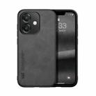 For OPPO A3x 5G India Skin Feel Magnetic Leather Back Phone Case(Dark Grey) - 1