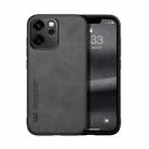 For OPPO  Reno14 F 5G Skin Feel Magnetic Leather Back Phone Case(Dark Grey) - 1